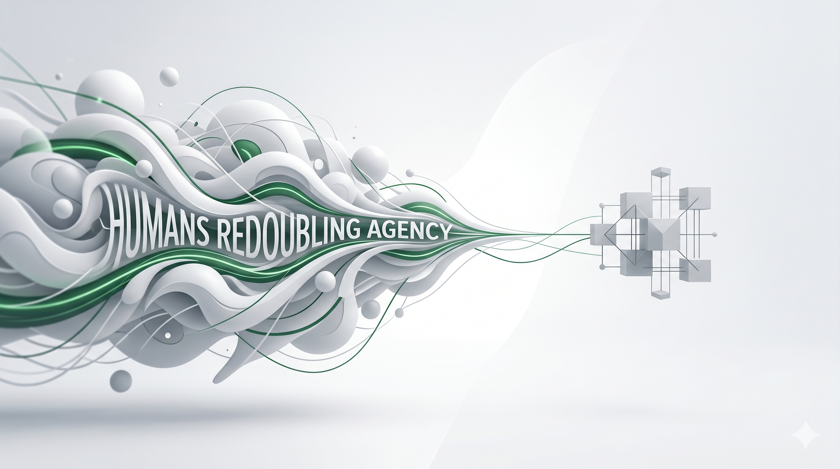 Abstract representation of AI agents and human agency