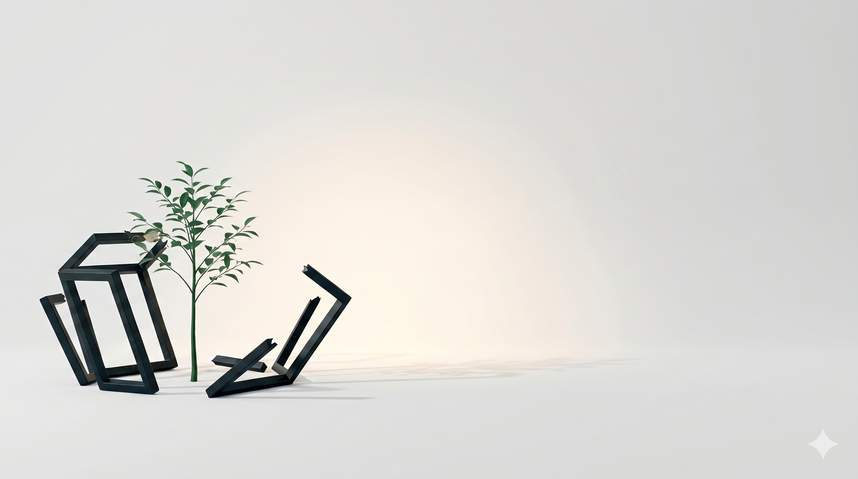 A young green sapling, suggesting growth and the careful cultivation of human skills like curiosity, judgement and openness that need to be invited, practised and protected.